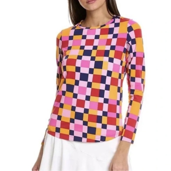 IBKUL Annalise Print Long Sleeve Crew Neck Top Hot Pink/Orange Multi XL - Picture 6 of 7